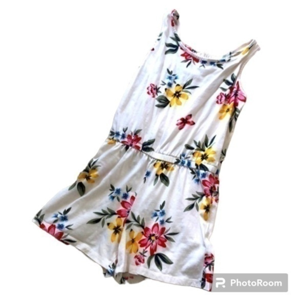 Old Navy Summer Cotton White Floral Romper, XS
